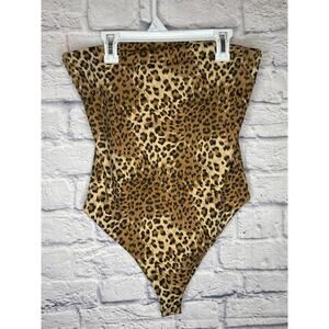 LC Lizette Collection Leopard Print Strapless Bodysuit Women's SZ XL NEW W/TAGS